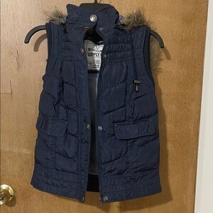 Mossimo Supply Co. Navy Vest with Faux Fur